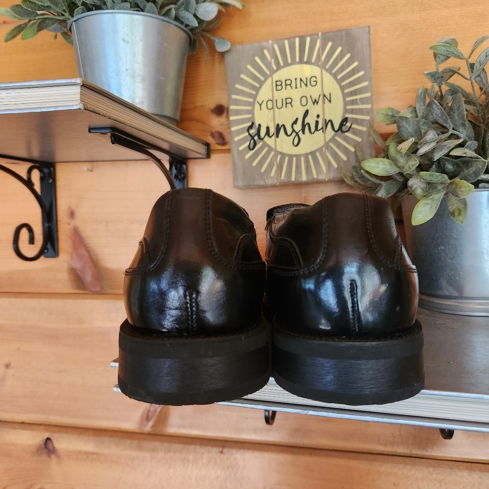 Florsheim 💜 Corvell Black Leather Slip On Dress Shoes Loafer Moc Split Toe 8.5D - Picture 3 of 10
